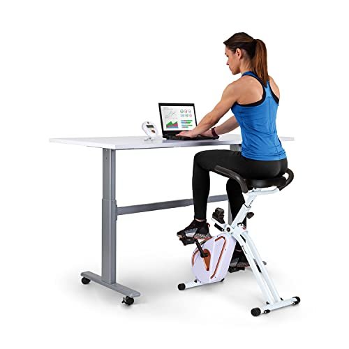 Capital Sports Azura Hometrainer - Fiets Ergometer met Trainingscomputer, in Hoogte Verstelbare Hometrainer met 7,5 Kg Vliegwielmassa, 8-Staps Weerstand, Variant: Desk, Wit/Rood Goud