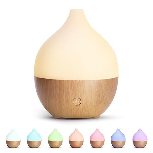SALKING Aroma Diffuser Etherische oliën - Aromatherapie Ruimteparfum Ultrasoon 100 ml met automatische uitschakelfunctie, wit houtnerf Geurverspreiders Geurlamp RGB voor thuis en op kantoor