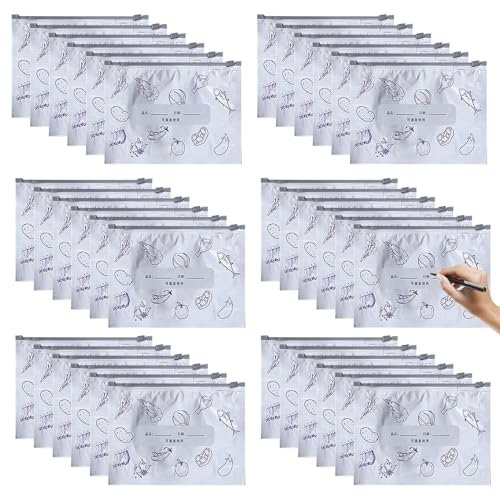 Eco Kitchen Essentials, herbruikbare bewaarzakken voor levensmiddelen, met schuifsluiting, lekvrije snackzak, lunchorganizer voor thuis, duurzame 30-delige set, p