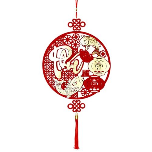 Lunar New Year Decorations - Chinese Good Luck Hanger 2026 - Spring Festival Rood en Goud Muurdecoraties Maan Nieuwjaar Hangende Bedeltje voor Thuis, Deurway, Kantoor Auto Deur Muur Venster